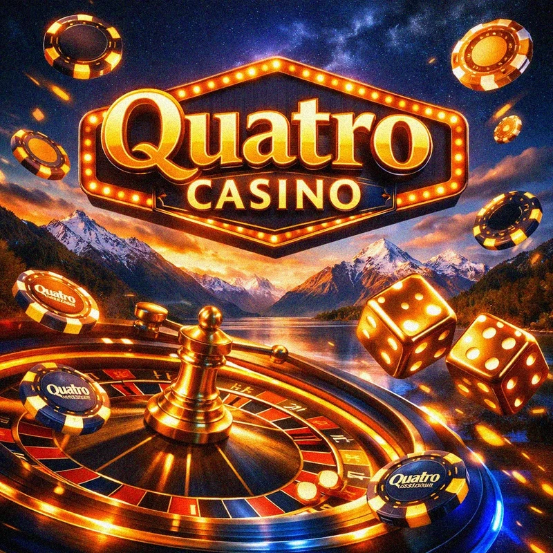 Quatro Casino NZ hero banner with glowing roulette