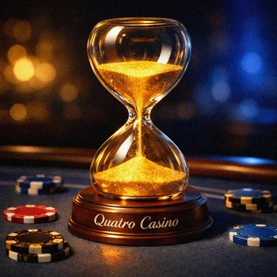 Elegant golden hourglass on a casino table